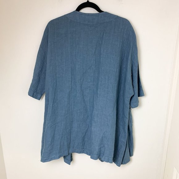 Puro Lino Italy blue open linen duster cardigan - Picture 7 of 8